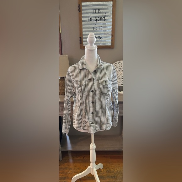 Chico's Tops - Chico’s Linen Striped Button Down